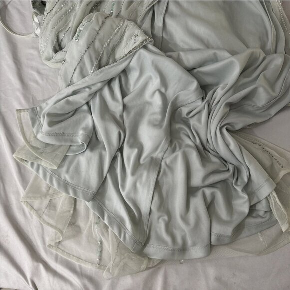 NWT $498 Mac Duggal [ 4 ]‎ Beaded Sleeveless Faux Wrap Gown in Mint #Q715 - Picture 6 of 14